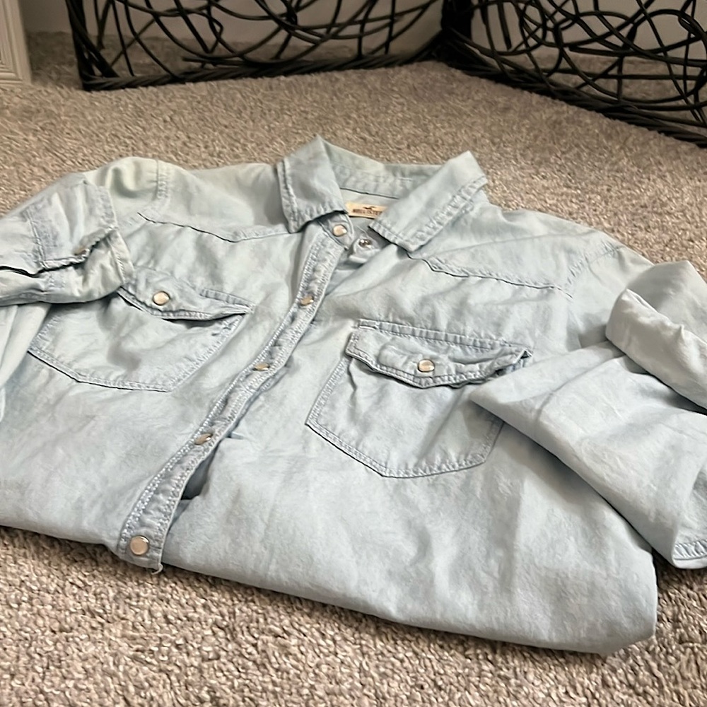 Hollister Jean shirt with pearly snap buttons